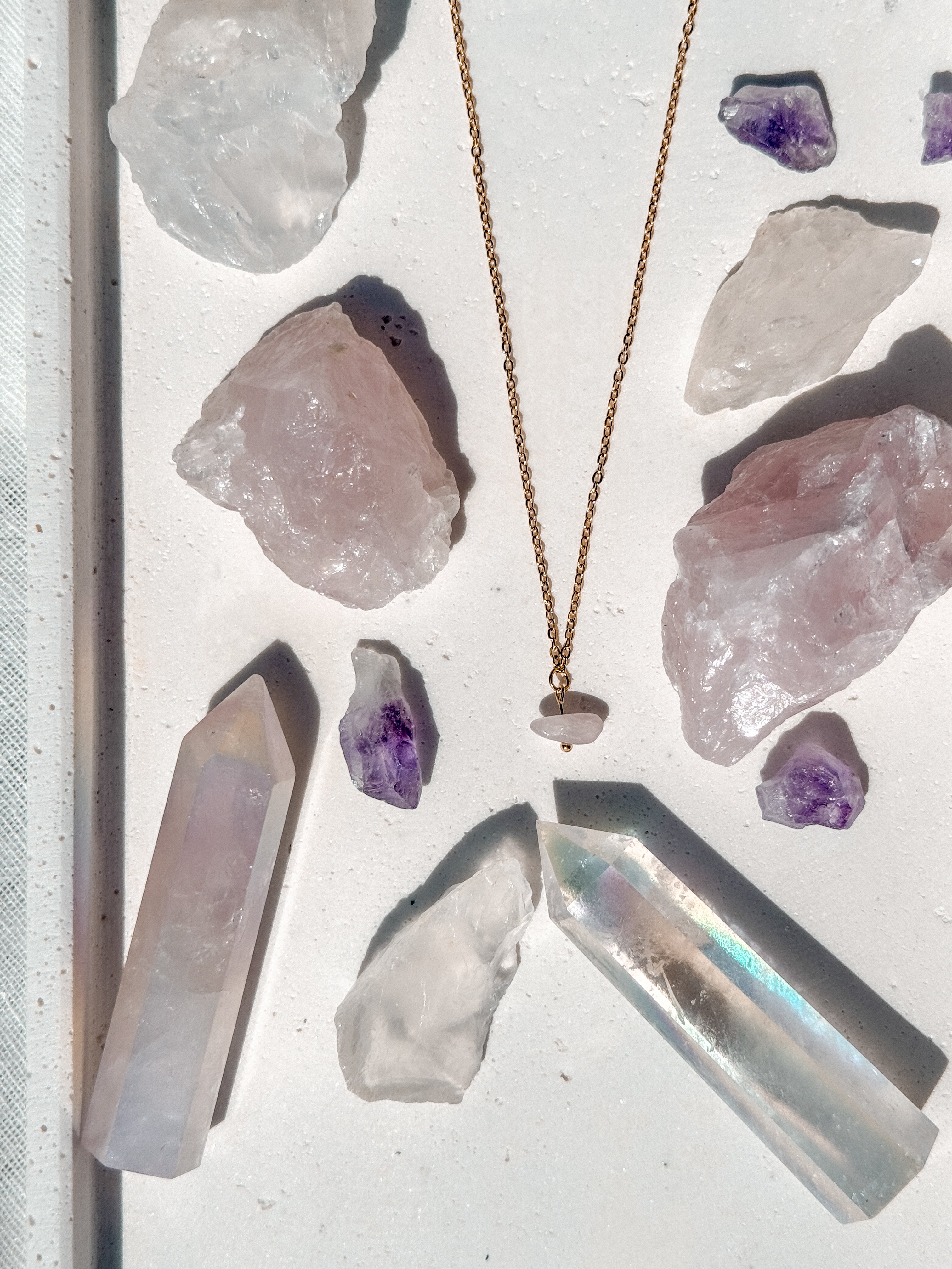 HALSKETTE Rosenquarz Healing Heart